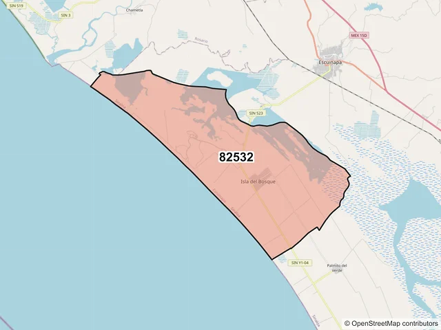 Mapa del código postal 82532, Escuinapa, Sinaloa