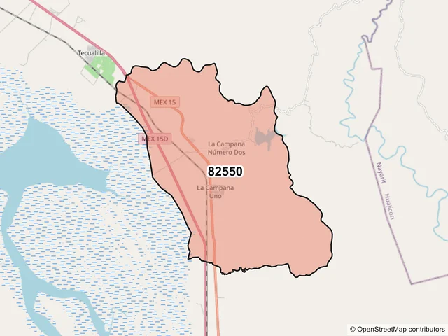 Mapa del código postal 82550, Escuinapa, Sinaloa