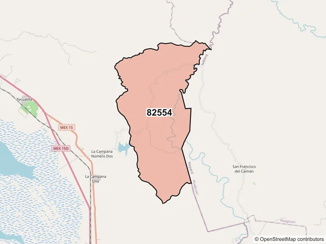 Mapa del código postal 82554, Escuinapa, Sinaloa