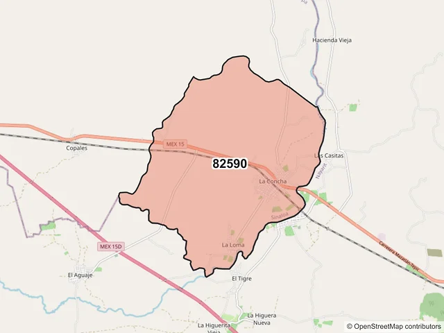 Mapa del código postal 82590, Escuinapa, Sinaloa