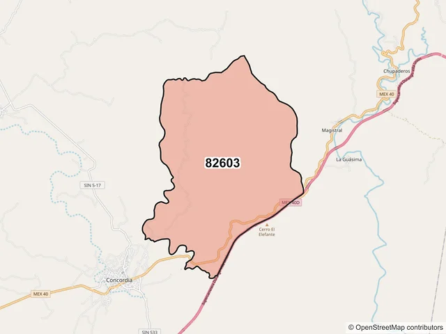 Mapa del código postal 82603, Concordia, Sinaloa