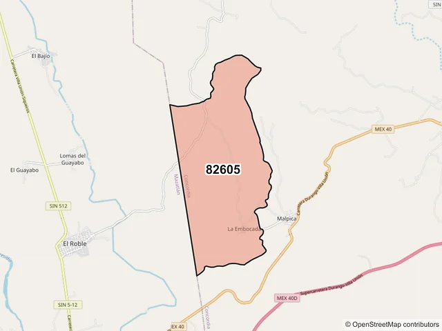 Mapa del código postal 82605, Concordia, Sinaloa
