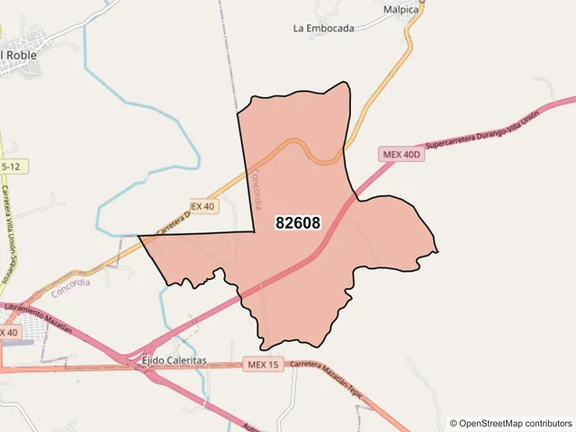 Mapa del código postal 82608, Concordia, Sinaloa