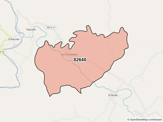Mapa del código postal 82640, Concordia, Sinaloa