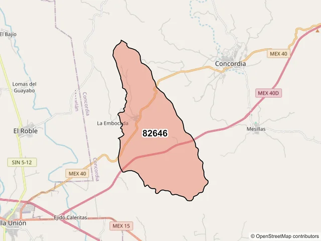 Mapa del código postal 82646, Concordia, Sinaloa