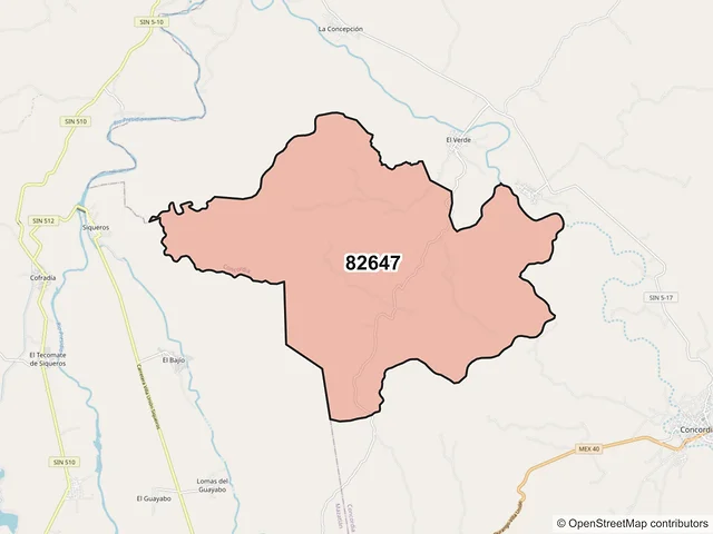 Mapa del código postal 82647, Concordia, Sinaloa