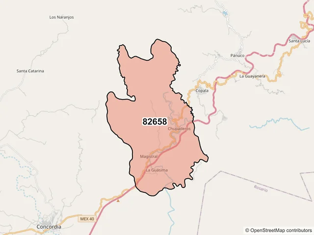 Mapa del código postal 82658, Concordia, Sinaloa