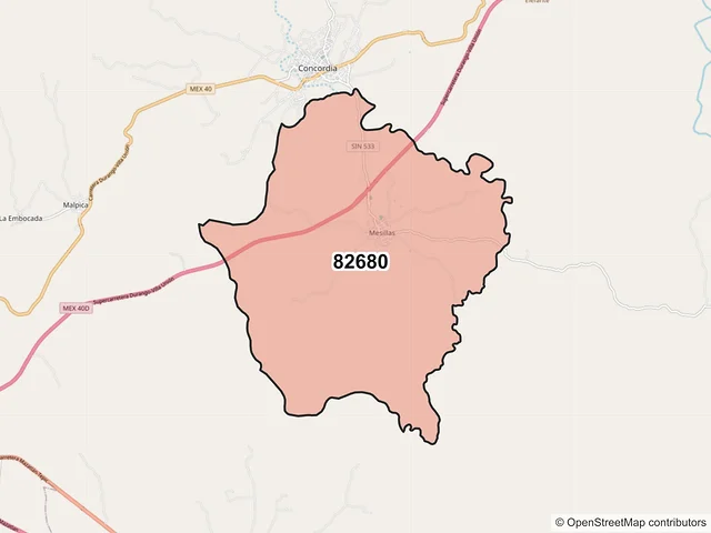 Mapa del código postal 82680, Concordia, Sinaloa