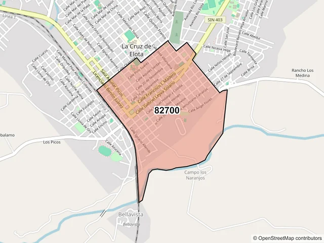 Mapa del código postal 82700, Elota, Sinaloa