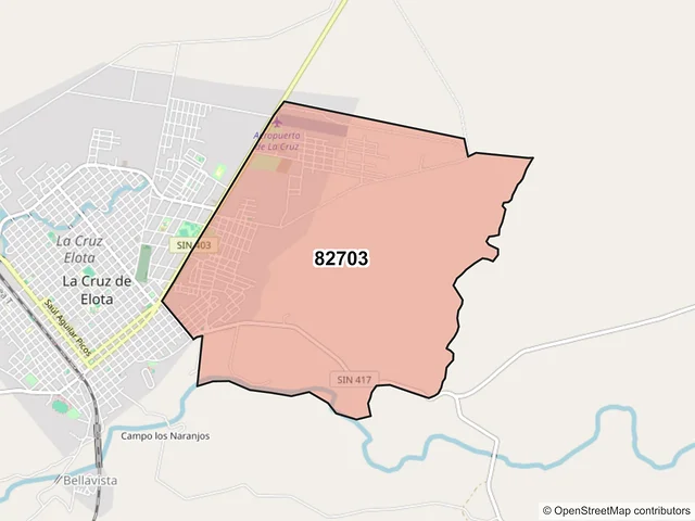 Mapa del código postal 82703, Elota, Sinaloa