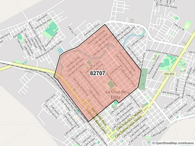 Mapa del código postal 82707, Elota, Sinaloa