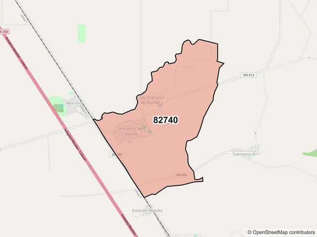 Mapa del código postal 82740, Elota, Sinaloa