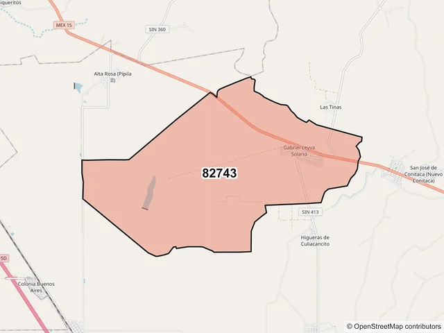 Mapa del código postal 82743, Elota, Sinaloa