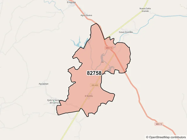 Mapa del código postal 82758, Elota, Sinaloa