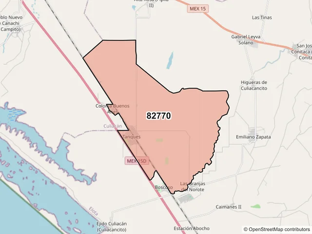 Mapa del código postal 82770, Elota, Sinaloa