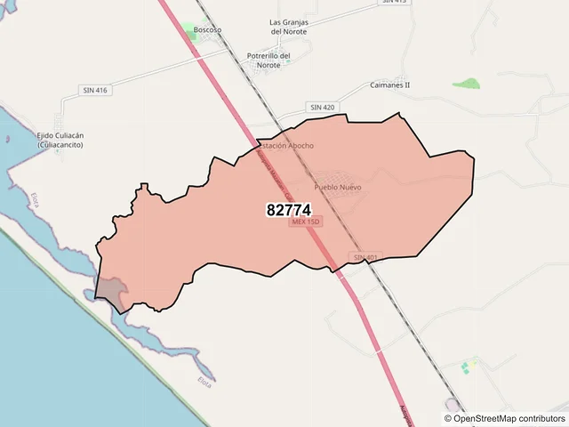 Mapa del código postal 82774, Elota, Sinaloa