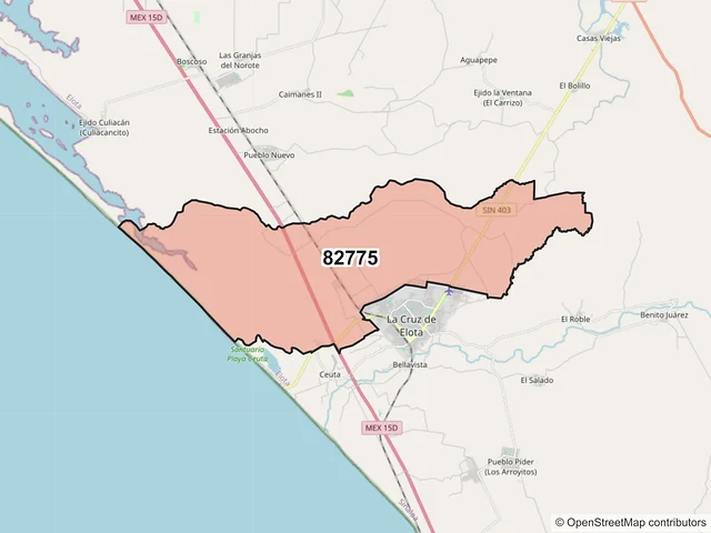 Mapa del código postal 82775, Elota, Sinaloa