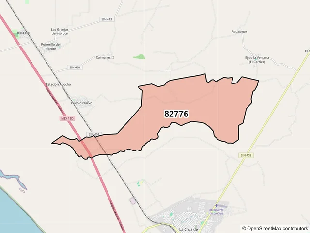 Mapa del código postal 82776, Elota, Sinaloa