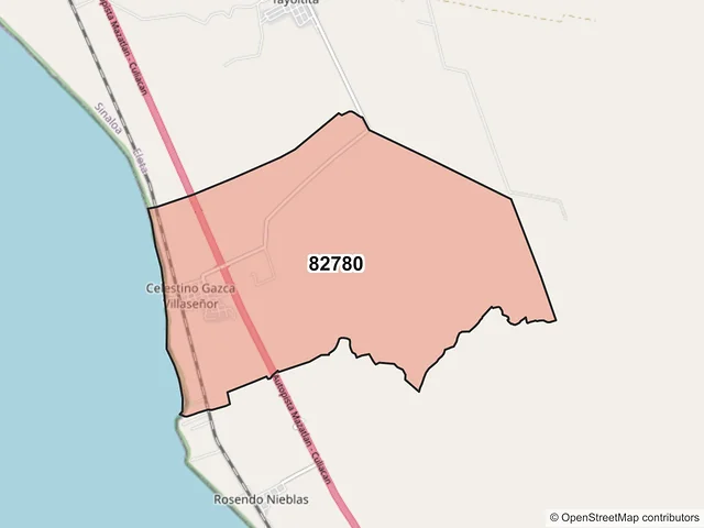Mapa del código postal 82780, Elota, Sinaloa