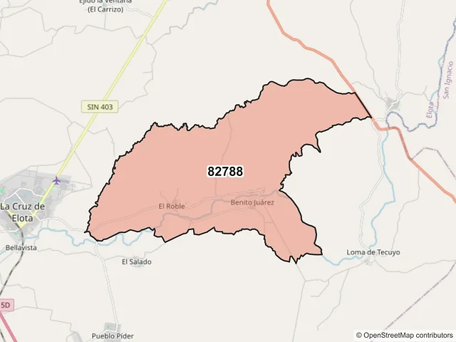 Mapa del código postal 82788, Elota, Sinaloa