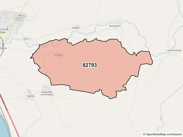 Mapa del código postal 82793, Elota, Sinaloa