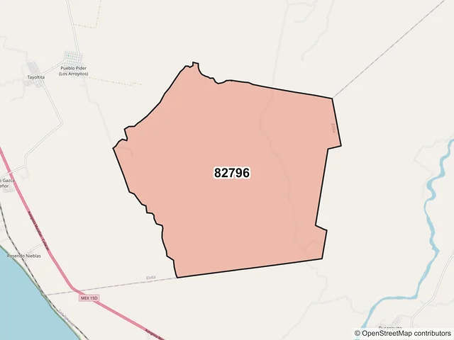 Mapa del código postal 82796, Elota, Sinaloa