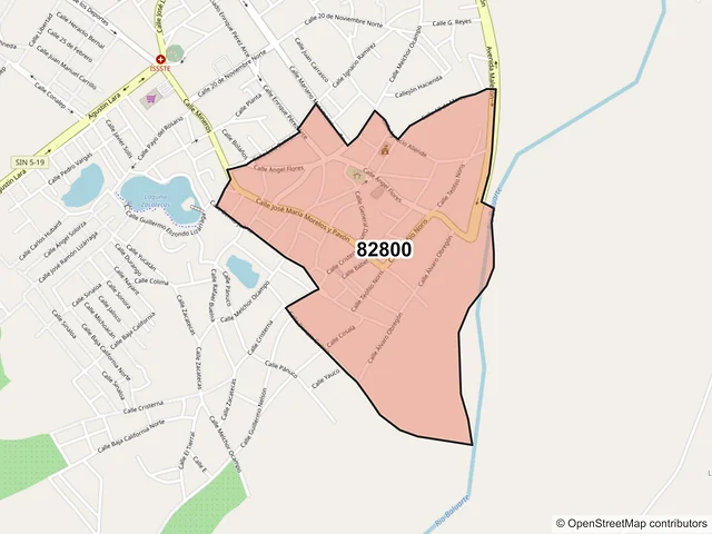Mapa del código postal 82800, Rosario, Sinaloa