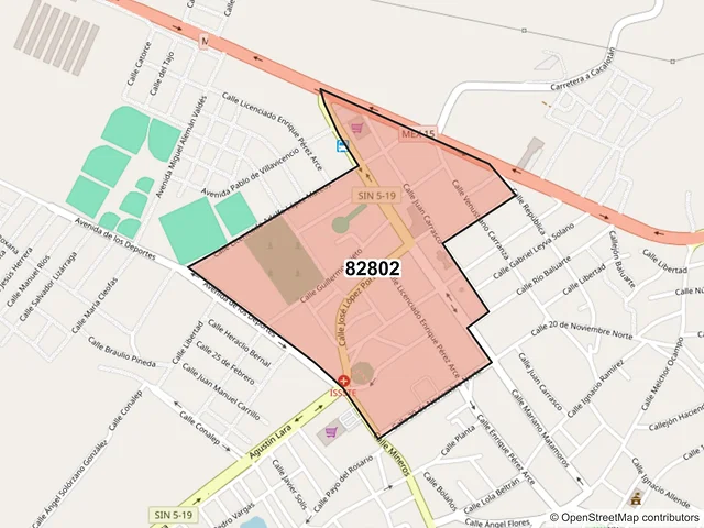 Mapa del código postal 82802, Rosario, Sinaloa