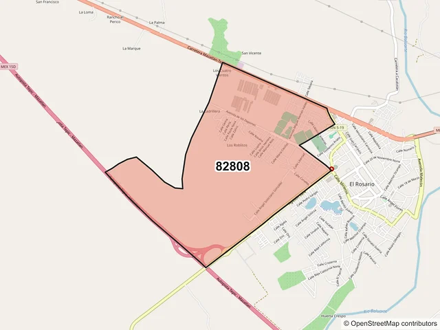 Mapa del código postal 82808, Rosario, Sinaloa