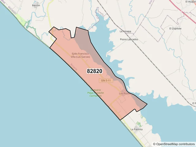 Mapa del código postal 82820, Rosario, Sinaloa
