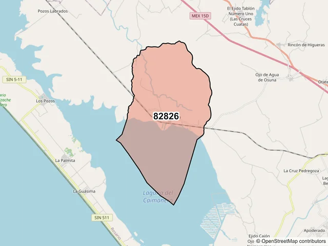 Mapa del código postal 82826, Rosario, Sinaloa