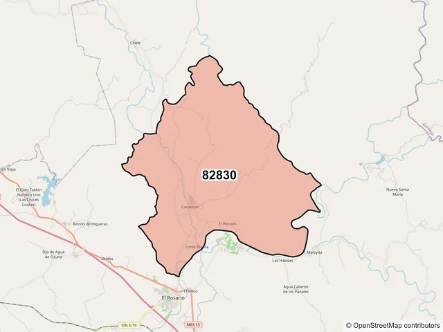 Mapa del código postal 82830, Rosario, Sinaloa