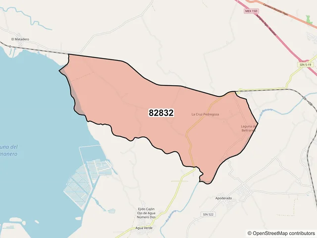 Mapa del código postal 82832, Rosario, Sinaloa