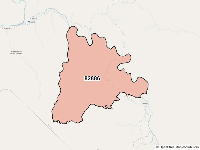 Mapa del código postal 82886, Rosario, Sinaloa
