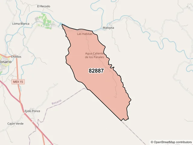 Mapa del código postal 82887, Rosario, Sinaloa