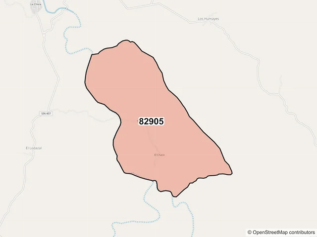 Mapa del código postal 82905, San Ignacio, Sinaloa