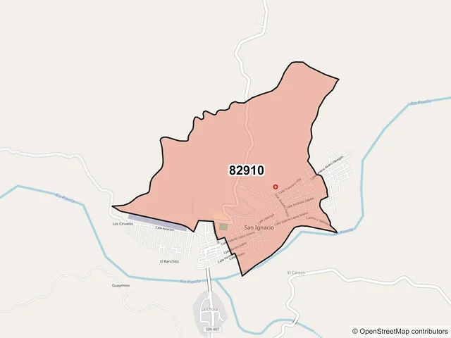 Mapa del código postal 82910, San Ignacio, Sinaloa