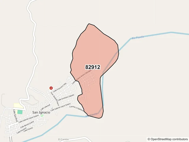 Mapa del código postal 82912, San Ignacio, Sinaloa
