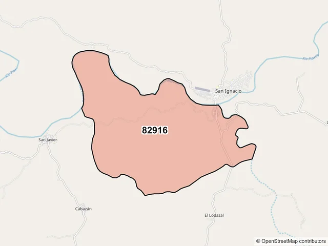 Mapa del código postal 82916, San Ignacio, Sinaloa