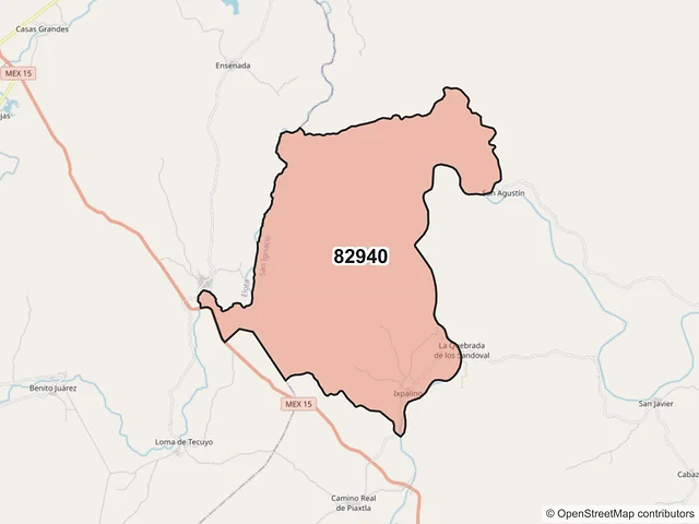 Mapa del código postal 82940, San Ignacio, Sinaloa