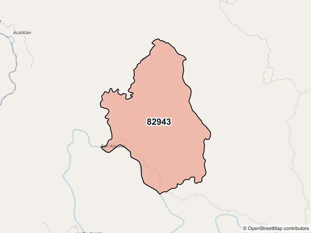 Mapa del código postal 82943, San Ignacio, Sinaloa
