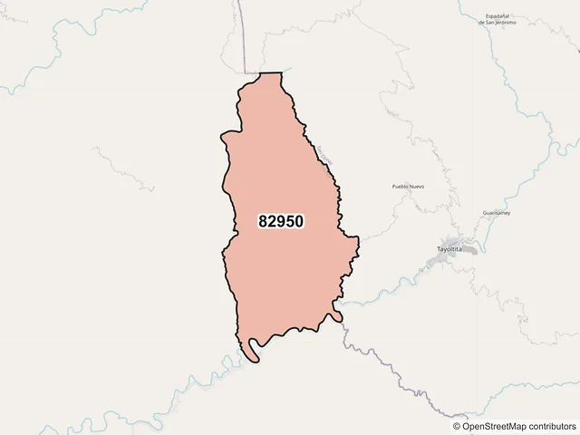 Mapa del código postal 82950, San Ignacio, Sinaloa