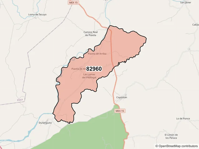 Mapa del código postal 82960, San Ignacio, Sinaloa