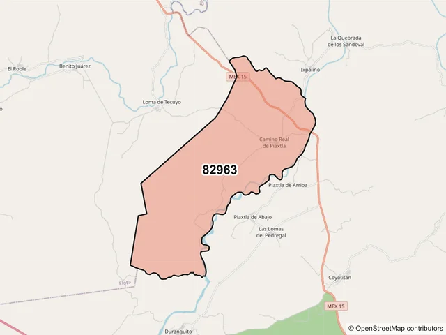 Mapa del código postal 82963, San Ignacio, Sinaloa