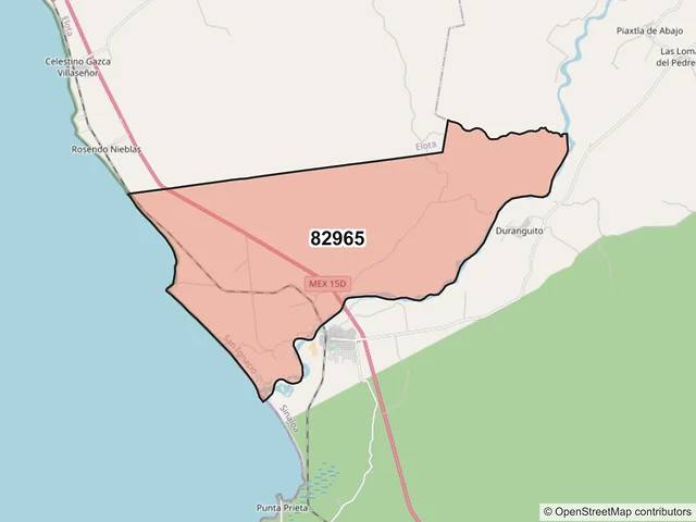 Mapa del código postal 82965, San Ignacio, Sinaloa