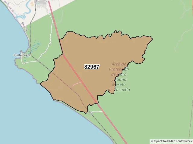 Mapa del código postal 82967, San Ignacio, Sinaloa