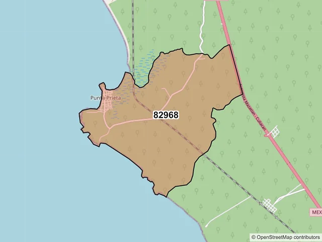 Mapa del código postal 82968, San Ignacio, Sinaloa