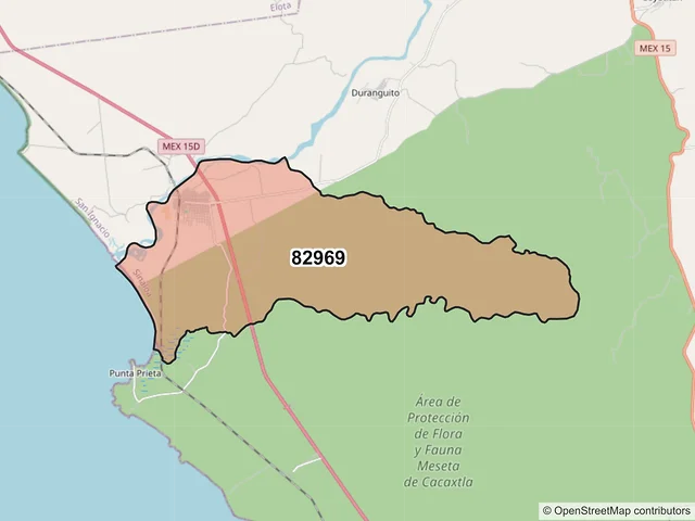 Mapa del código postal 82969, San Ignacio, Sinaloa