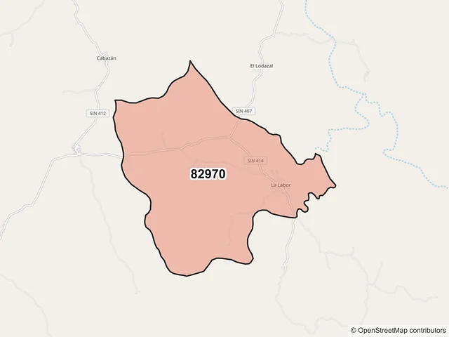 Mapa del código postal 82970, San Ignacio, Sinaloa