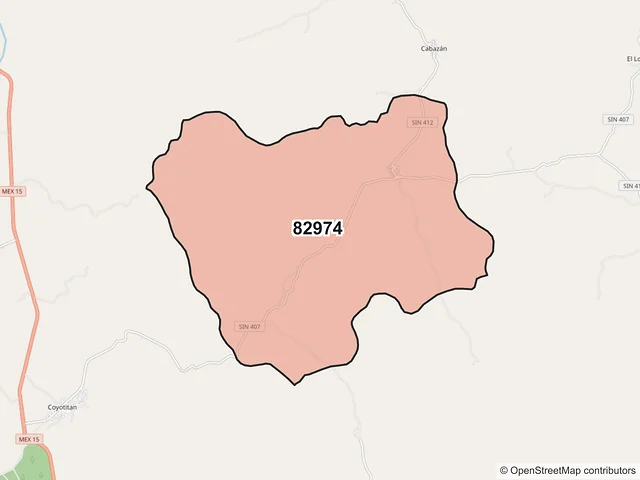 Mapa del código postal 82974, San Ignacio, Sinaloa